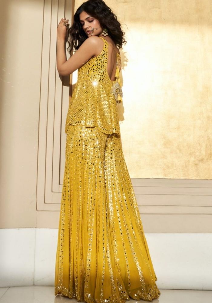 Luxurious Tuscan Sun Yellow Sharara Luxe Regalia 002