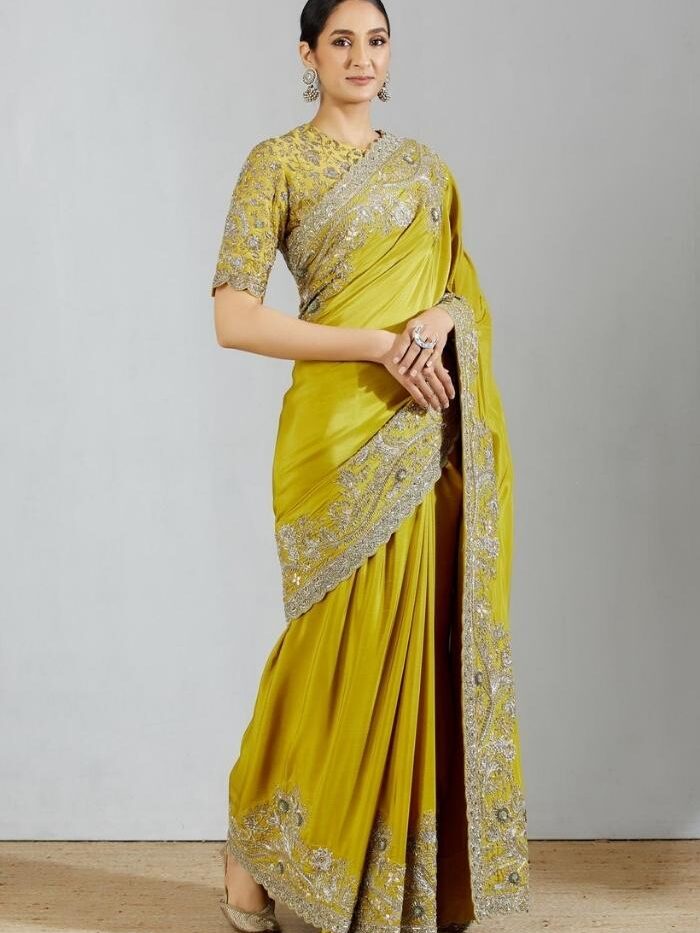 Mustard Yellow Designer Saree