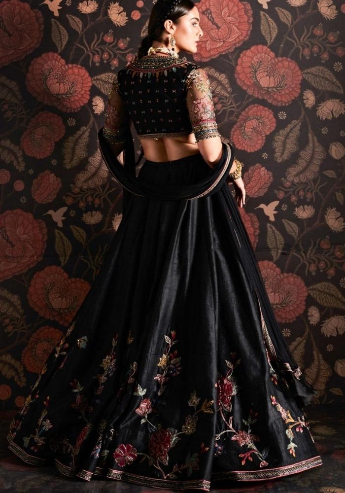 Coal Black Handcrafted Lehenga 003