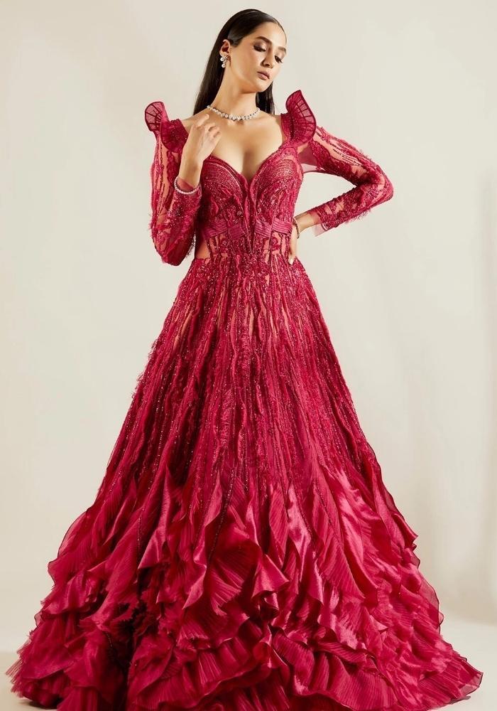 Wine Red Luxurious Gown Luxe Regalia 001 Wine Red Luxurious Gown Luxe Regalia