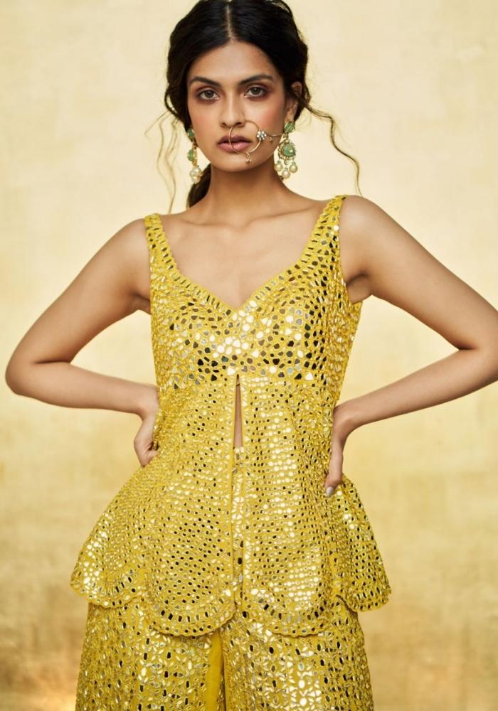 Luxurious Tuscan Sun Yellow Sharara Luxe Regalia 005