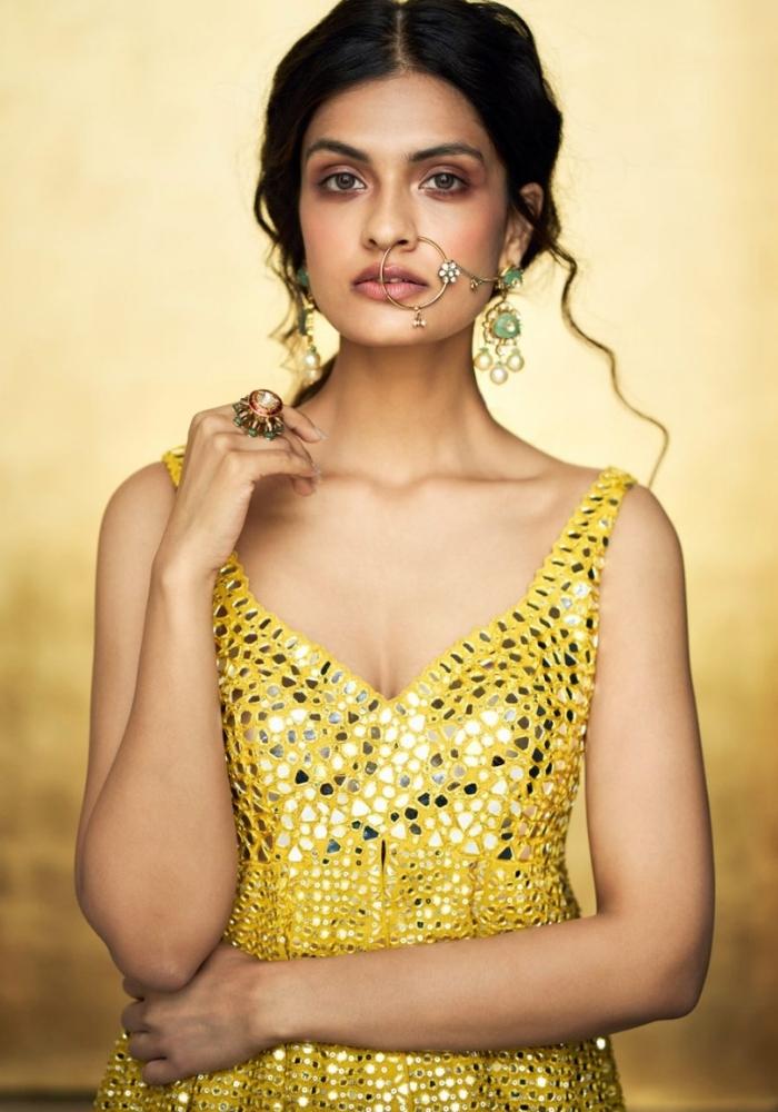 Luxurious Tuscan Sun Yellow Sharara Luxe Regalia 004