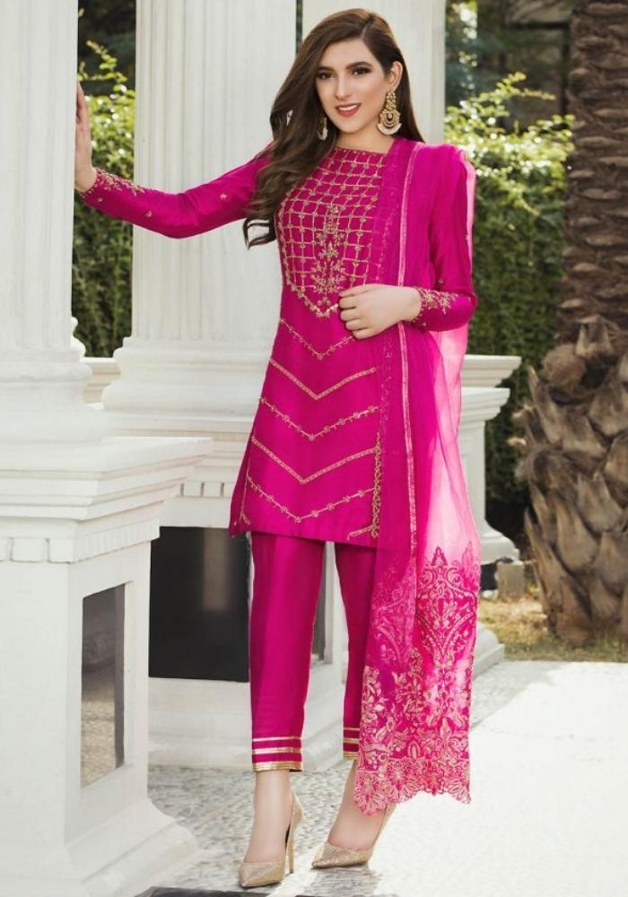 Traditional Pink Silk Suit 001