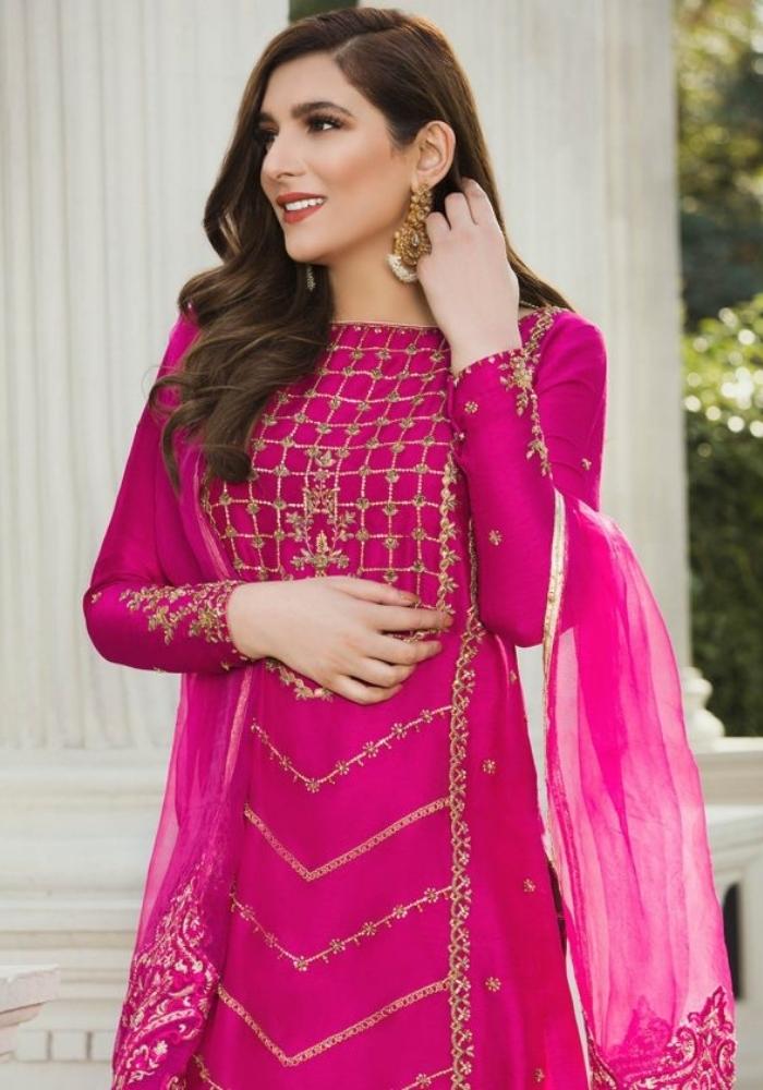 Traditional Pink Silk Suit 002