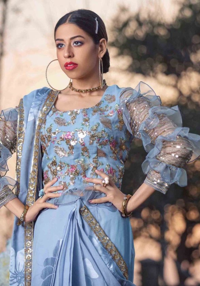 Embroidered-Blue-Satin-Saree-0023