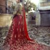 Flint Grey Net Trail Bridal Embroidered Lehenga