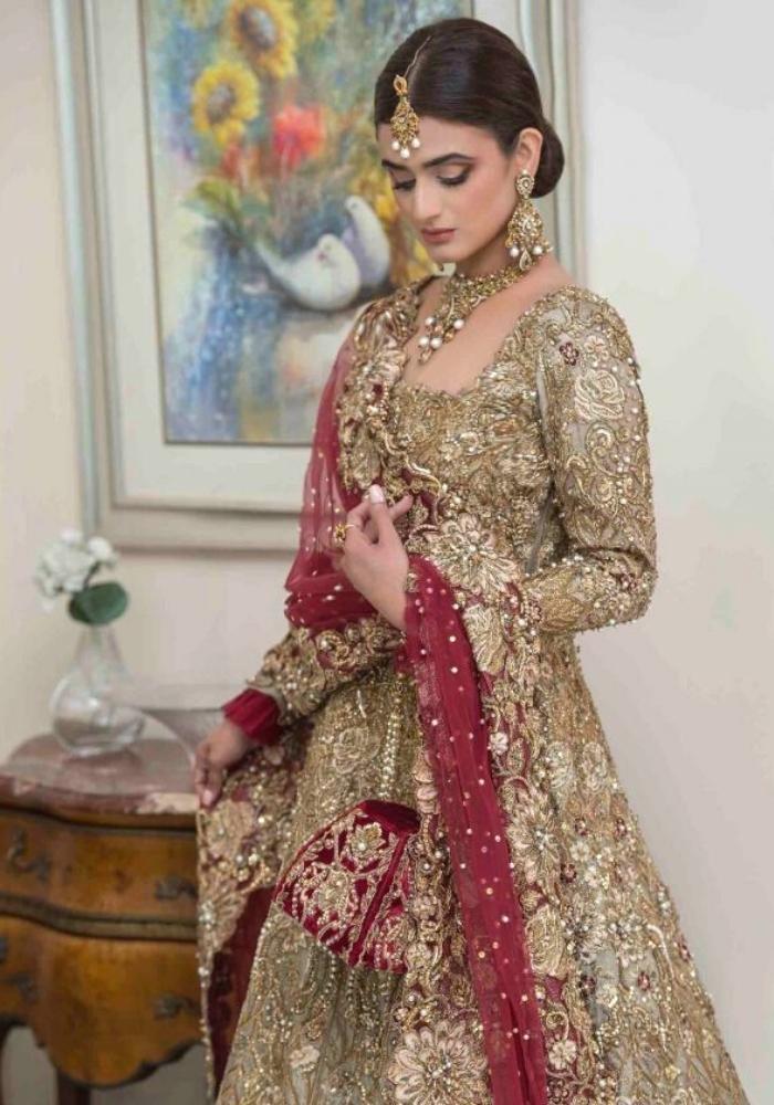 Red & Beige Gown Bridal Lehenga 02