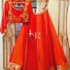 Embroidered Orange Silk Party Wear Lehenga