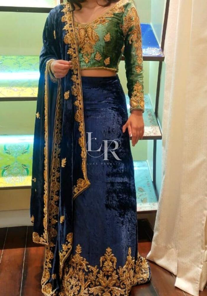 Designer Green & Navy Blue Lehenga Choli 008