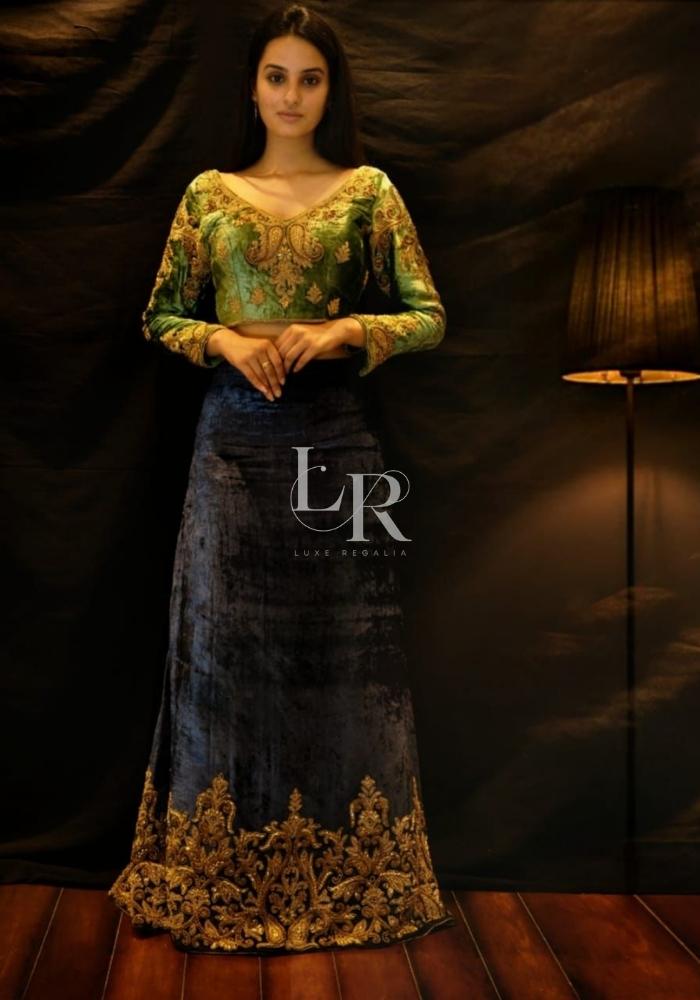 Designer Green & Navy Blue Lehenga Choli 003