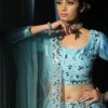 Pastel Blue Mirror Work Silk Embroidered Lehenga Choli