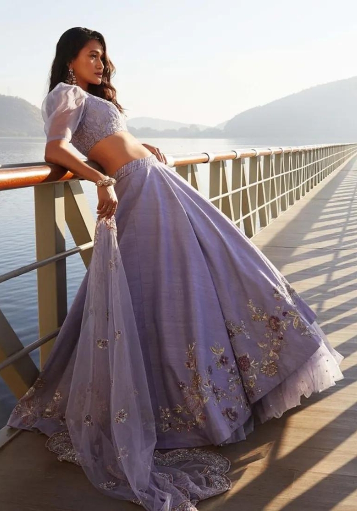 Lavender Embroidered Silk Lehenga Lavender Embroidered Silk Lehenga