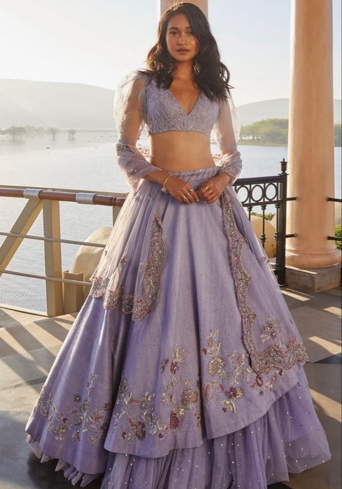 Lavender Embroidered Silk Lehenga 02
