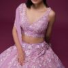 Embroidered Baby Pink Organza Lehenga Choli