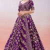 Embroidered Purple Raw Silk Lehenga Choli