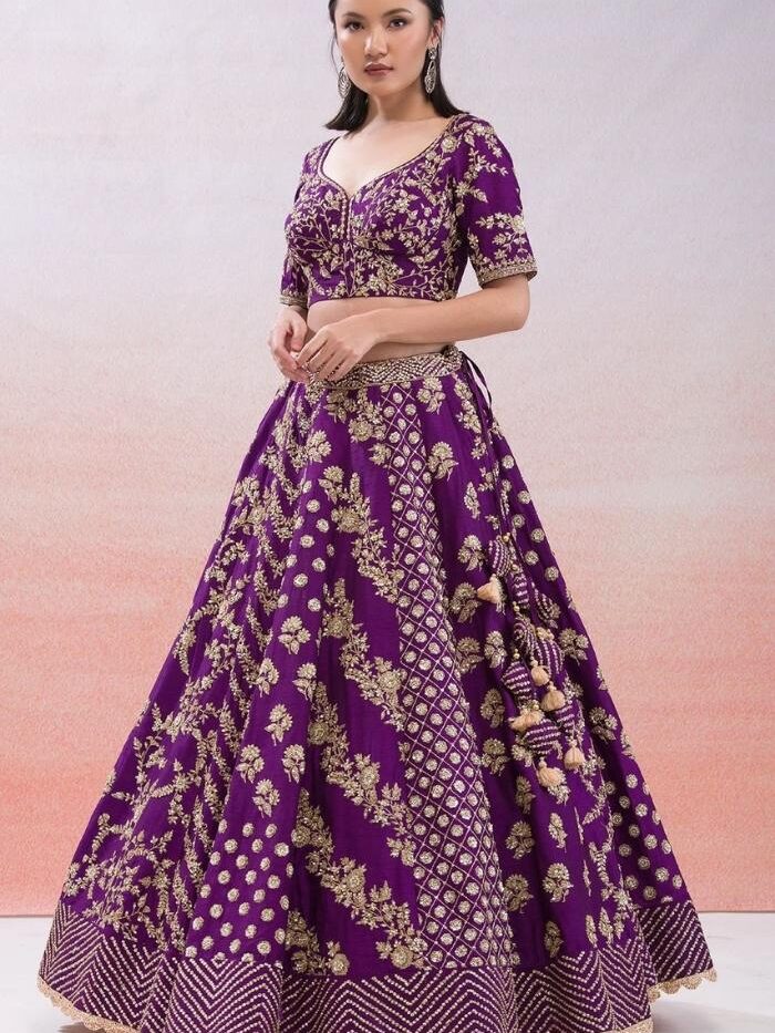 Purple Embroidered Lehenga Choli