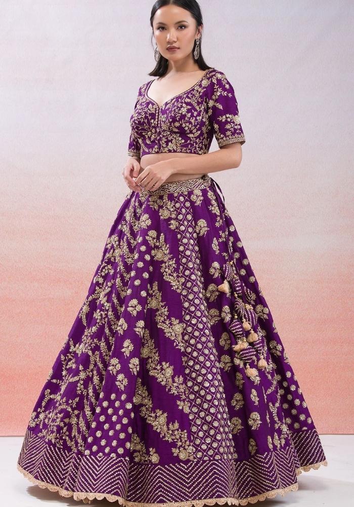 Purple Embroidered Lehenga Choli 01 Purple Embroidered Lehenga Choli