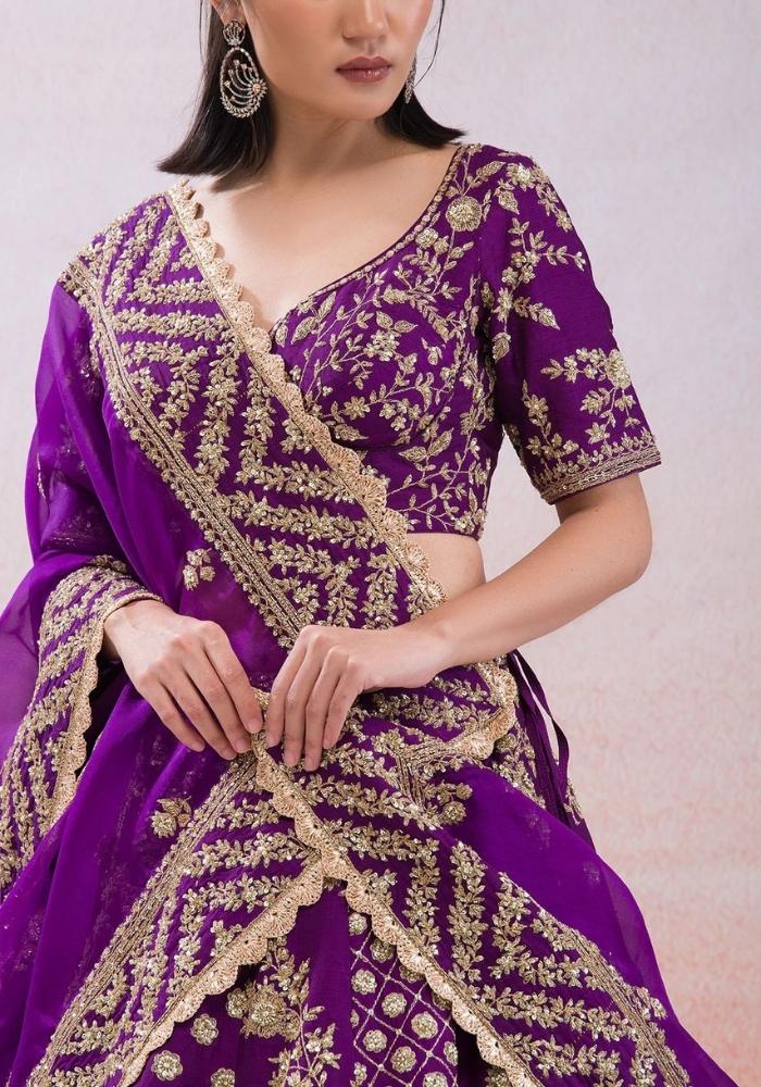 Purple Embroidered Lehenga Choli 02