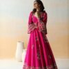 Embroidered Fuchsia Pink Lehenga With Cape Sleeves Jacket