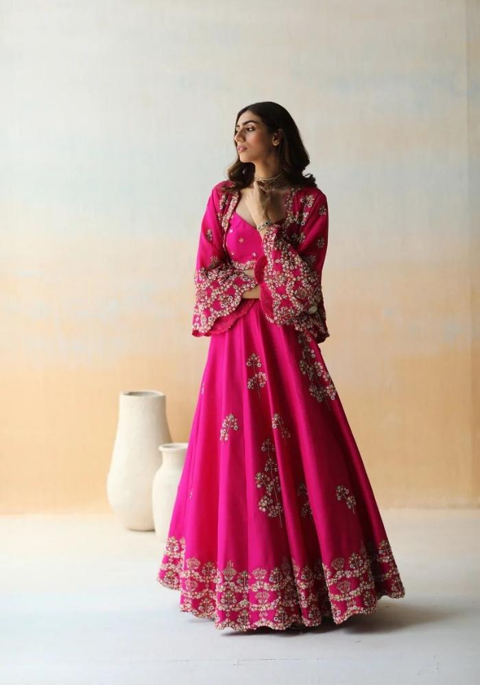 Embroidered Fuchsia Pink Lehenga 01 Embroidered Fuchsia Pink Lehenga