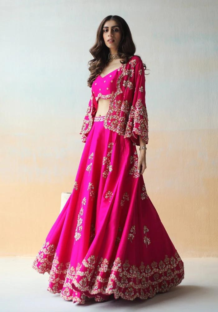 Embroidered Fuchsia Pink Lehenga 03