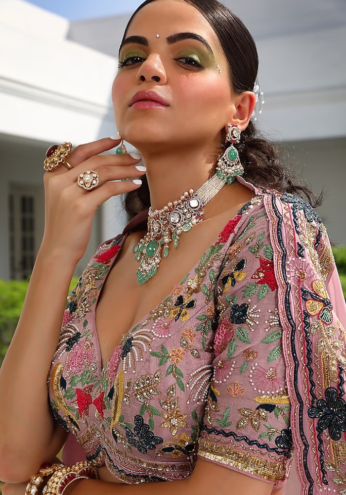 Baby Pink Embroidered Lehenga Choli 05