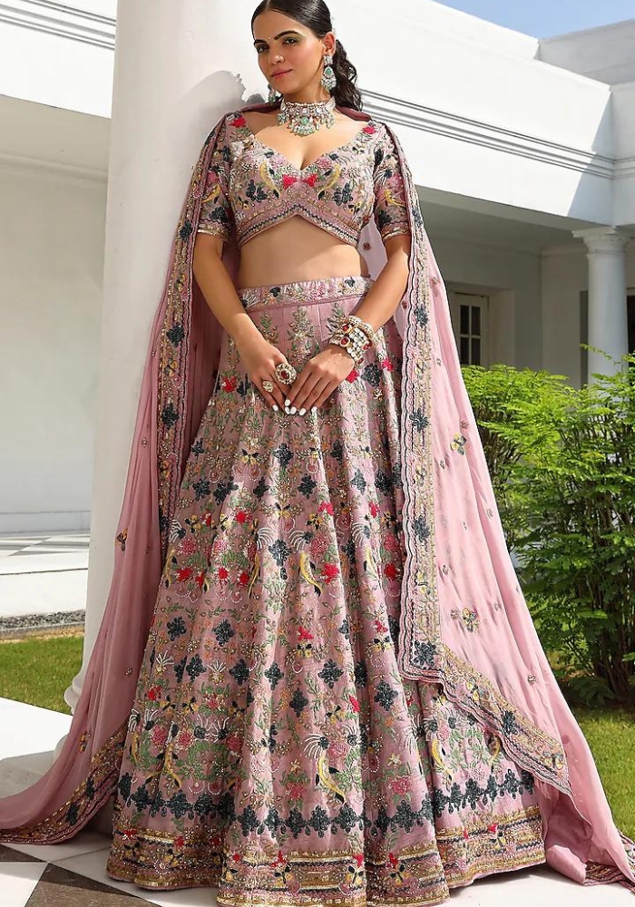 Purple Embroidered Lehenga Choli 003 Purple Embroidered Lehenga Choli