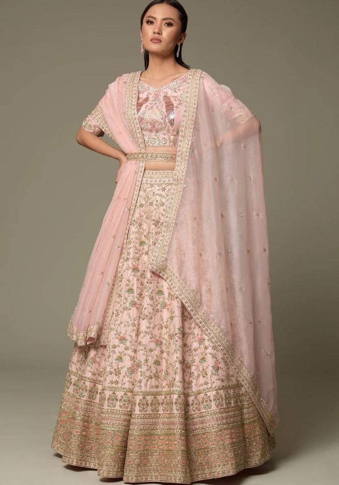 Baby Pink Embroidered Lehenga Choli 01 Baby Pink Embroidered Lehenga Choli
