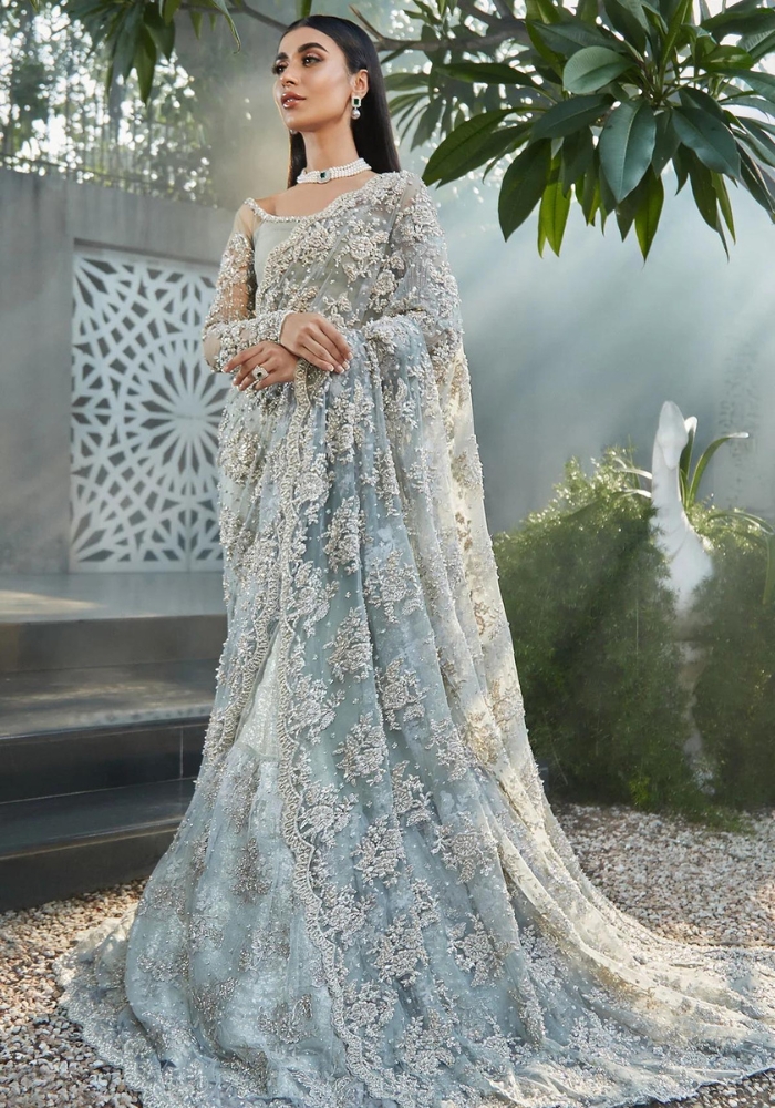 Embroidered Net Bridal Saree 01 Embroidered Net Bridal Saree