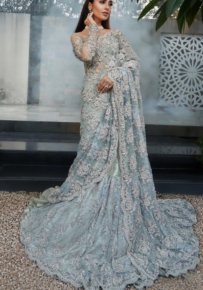 Embroidered Net Bridal Saree 02