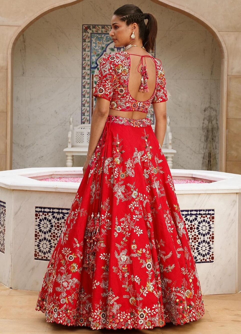 Embroidered Red Deep Bridal Lehenga Choli 05