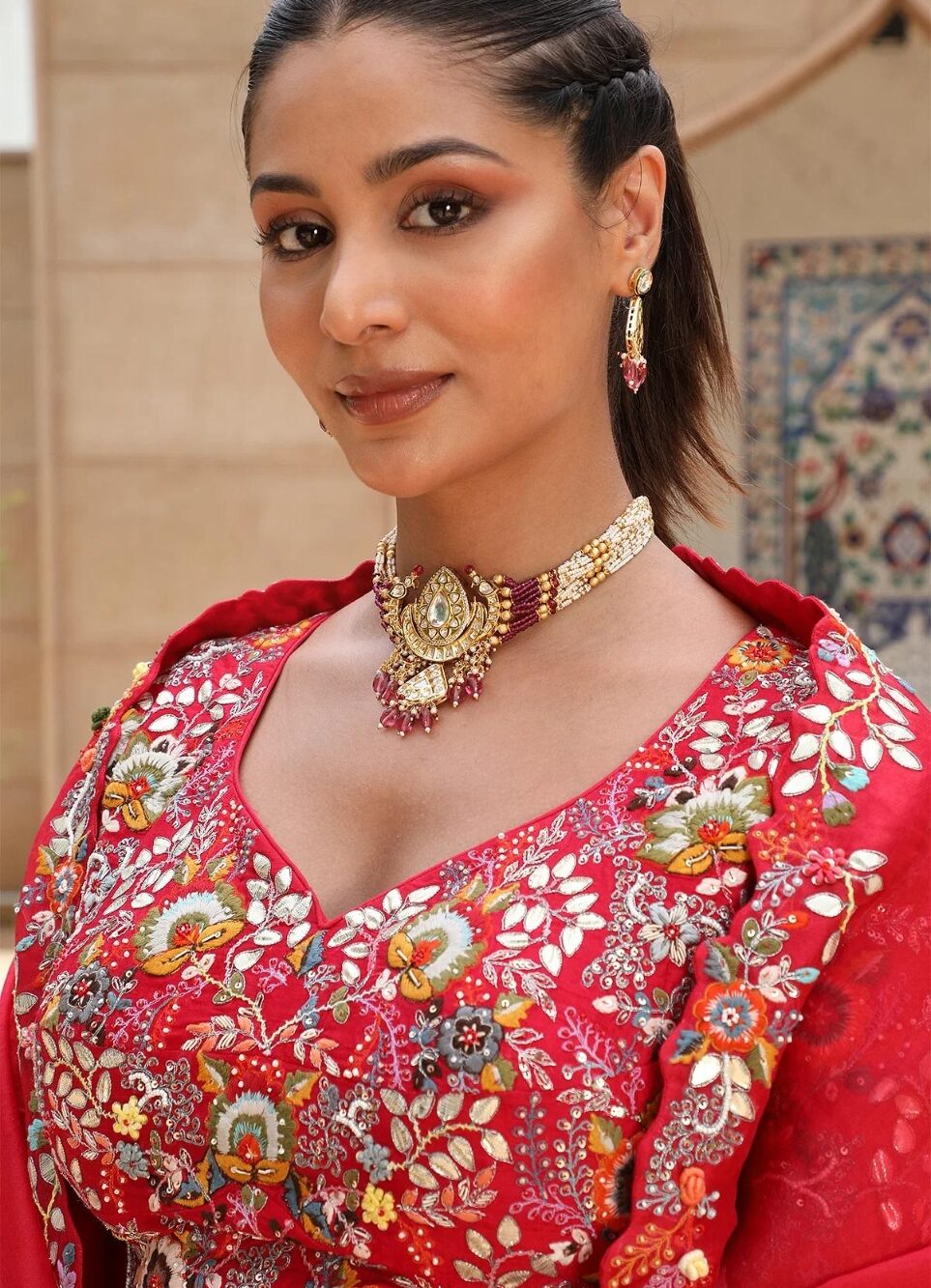 Embroidered Red Deep Bridal Lehenga Choli 0