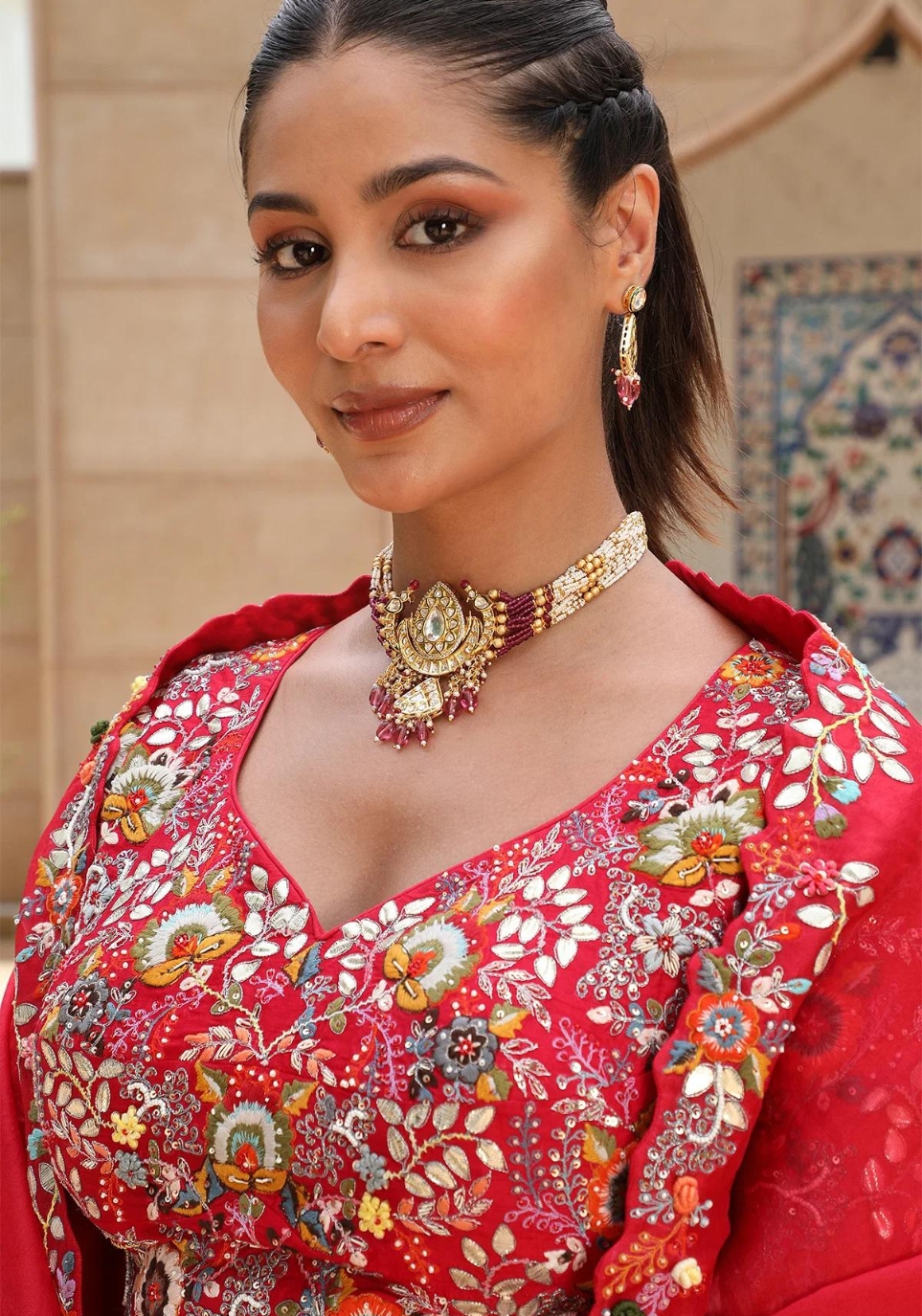 Embroidered Red Deep Bridal Lehenga Choli 0