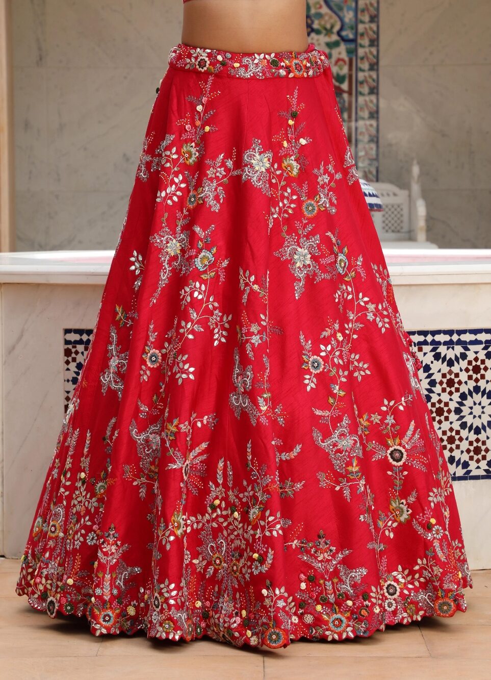 Embroidered Red Deep Bridal Lehenga Choli 02
