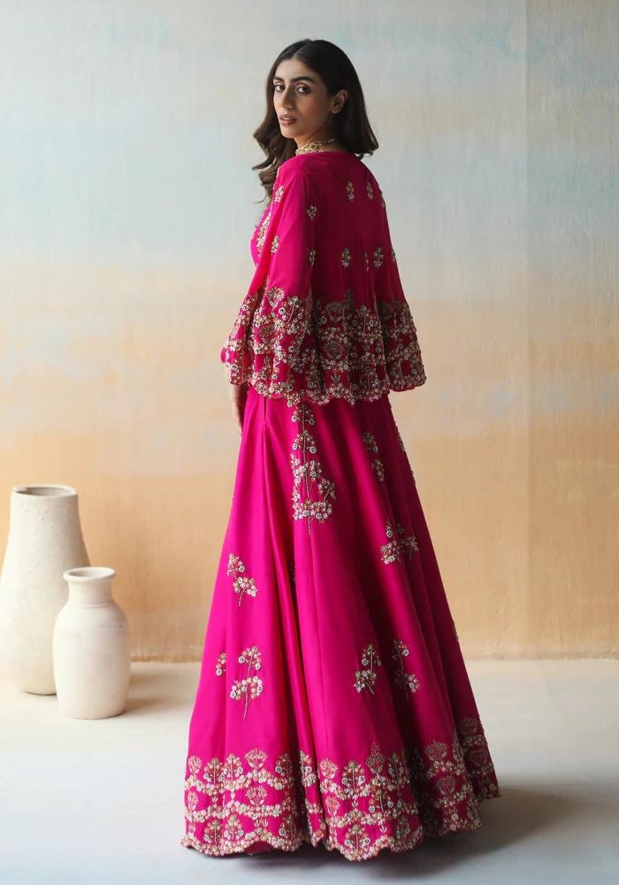 Embroidered Fuchsia Pink Lehenga 05