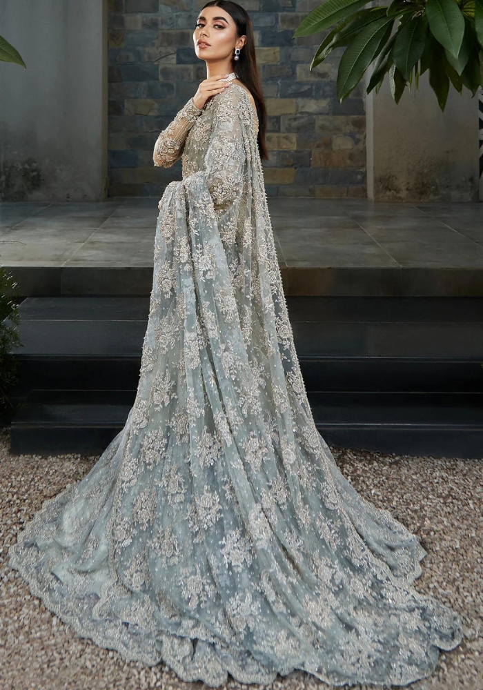 Embroidered Net Bridal Saree 04