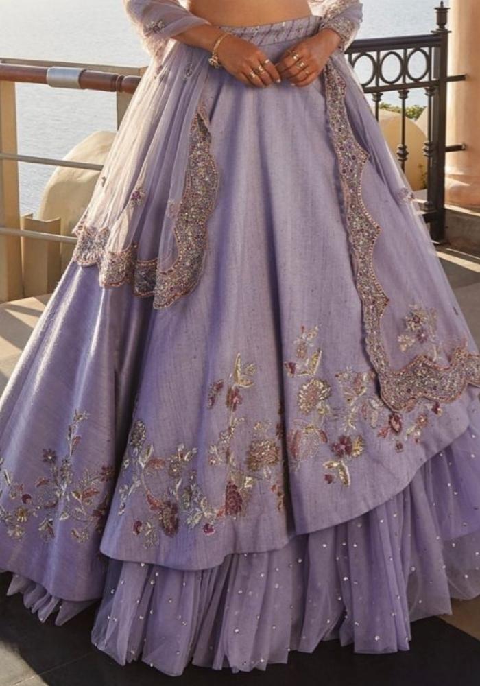 Lavender Embroidered Silk Lehenga 03