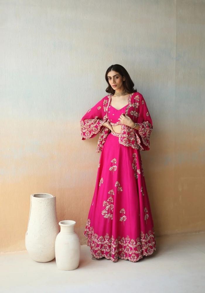 Embroidered Fuchsia Pink Lehenga 02