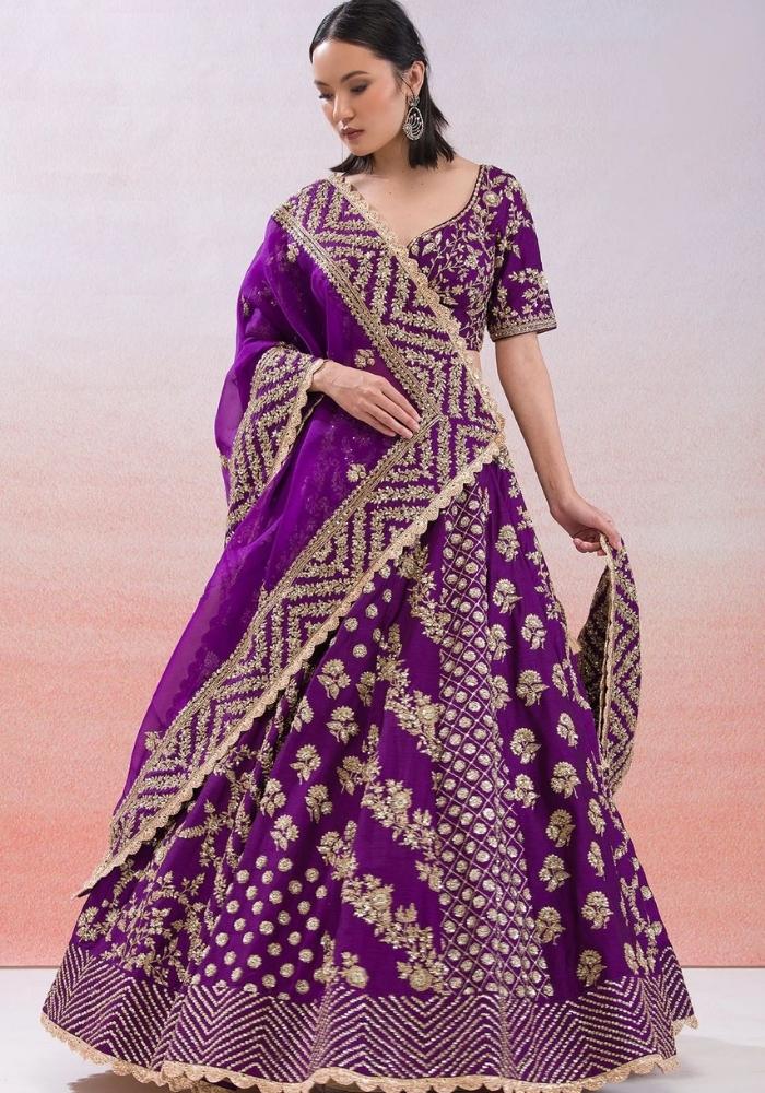 Purple Embroidered Lehenga Choli 03