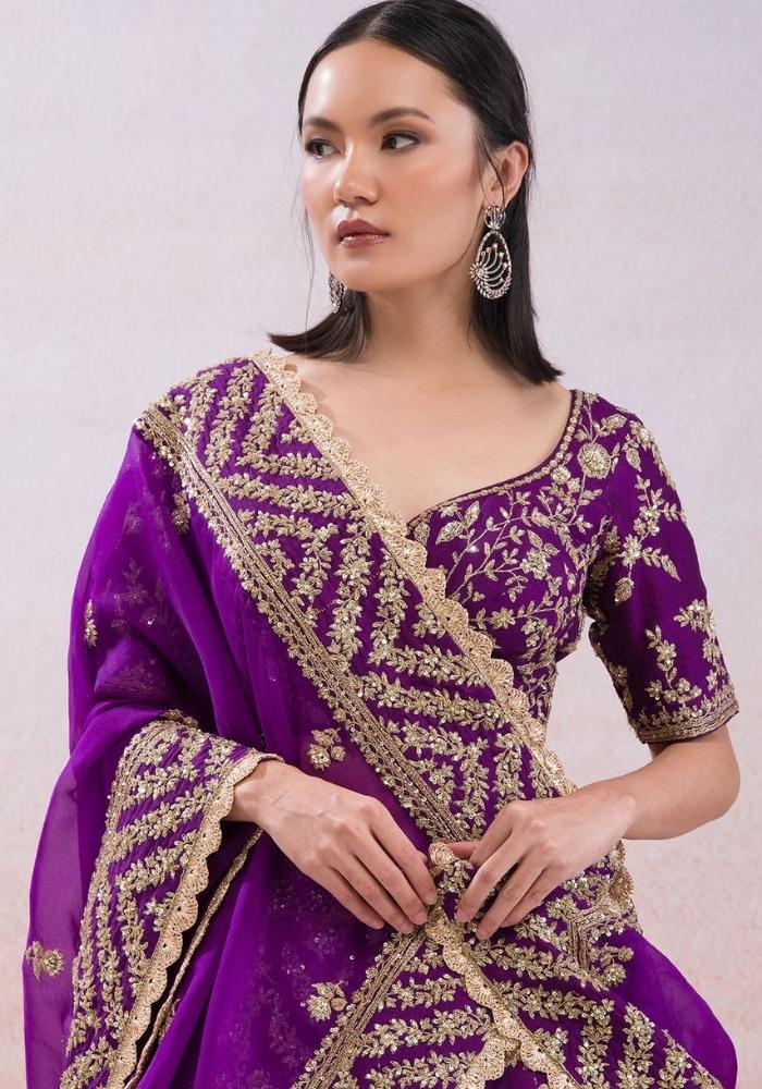 Purple Embroidered Lehenga Choli 04