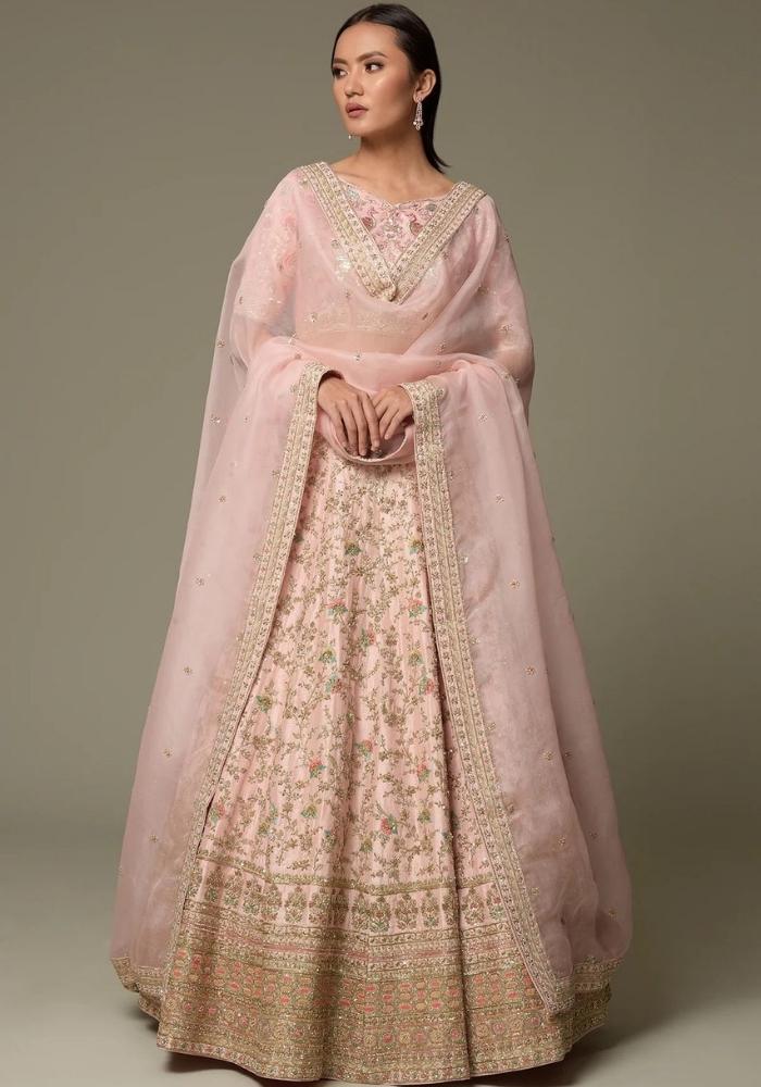 Baby Pink Embroidered Lehenga Choli 04
