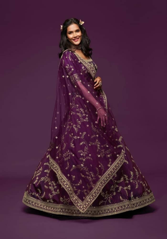 Majestic Purple Embroidered Lehenga Choli 005