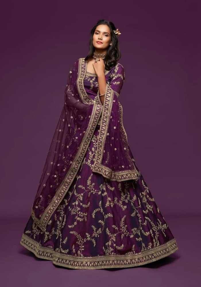 Majestic Purple Embroidered Lehenga Choli 006 Majestic Purple Embroidered Lehenga Choli