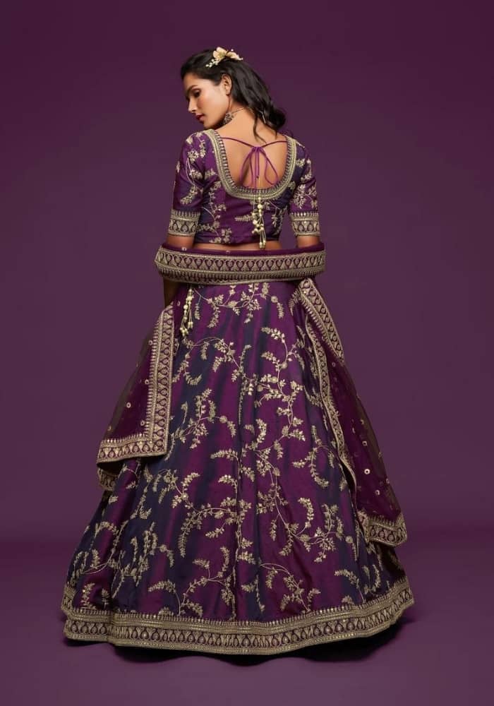 Majestic Purple Embroidered Lehenga Choli 004