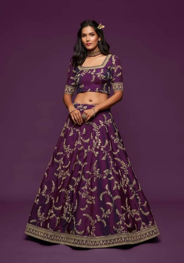 Majestic Purple Embroidered Lehenga Choli 003
