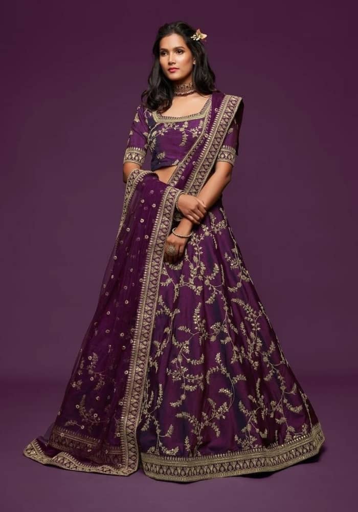 Majestic Purple Embroidered Lehenga Choli 001