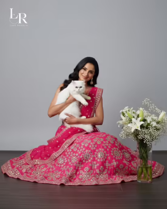 Magnificent Rani Pink Bridal Lehenga Choli with Exquisite Mirror Work