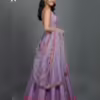 Lilac Embroidered Silk Lehenga Choli with Multicolor Borders