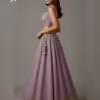 Lilac Metallic Stripe Embroidered Lehenga Choli