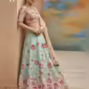 Aqua & Blush Lotus Embroidered Lehenga Choli
